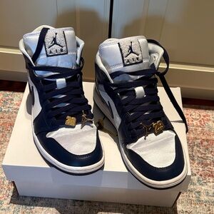 Jordan Sneakers in Blue and White with charms